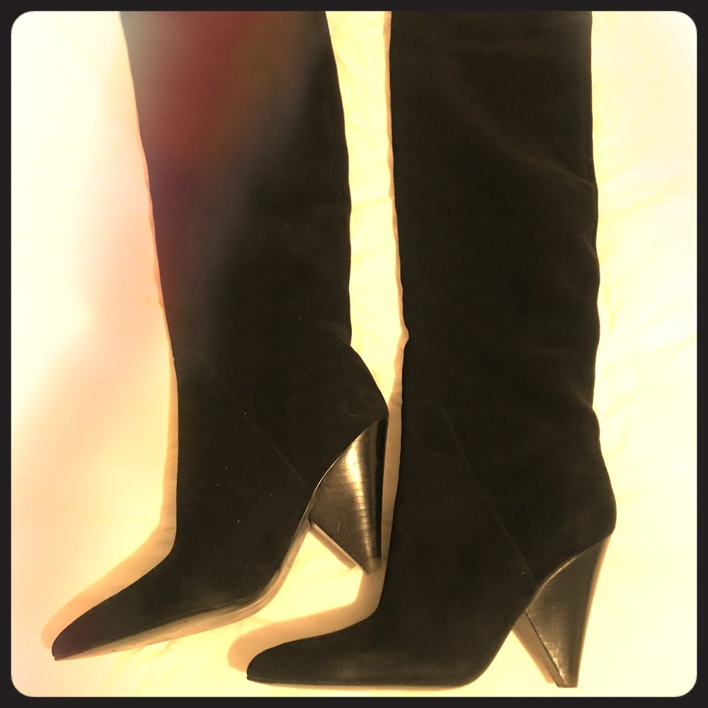 Marc Fisher Black Suede Fancee Slouch Boots